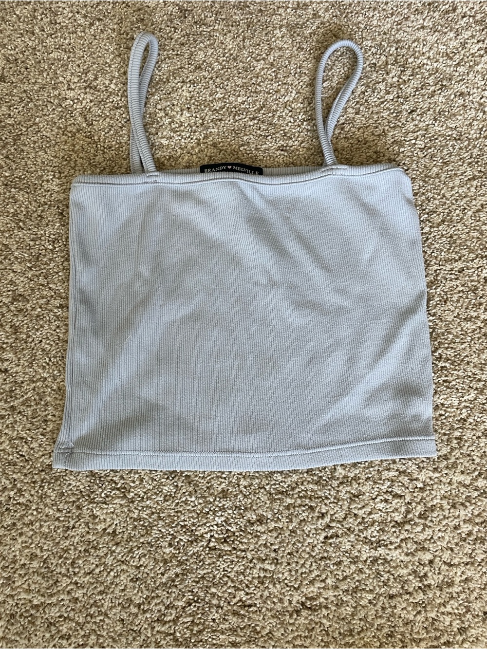 Brandy Melville Light Blue Ribbed Crop Tank Top